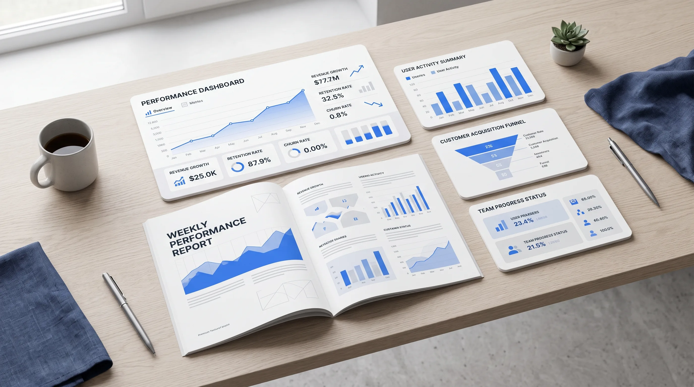 Wochenreport-Workflow in vier Schritten: Pipeline als Datenquelle, Portal als Kundensicht, Freitags-Aufgabe fuer die Einordnung, Benachrichtigung unter Agenturmarke