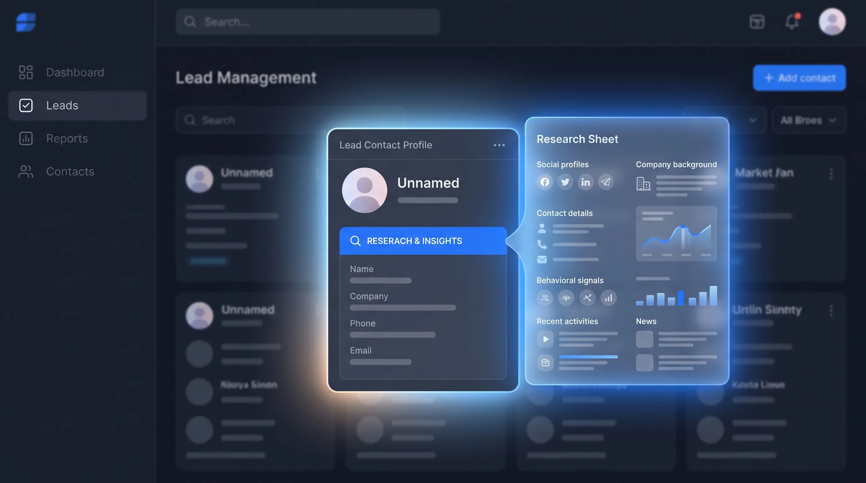 KI Lead Research landet als Notiz am Deal statt im Browser-Chat