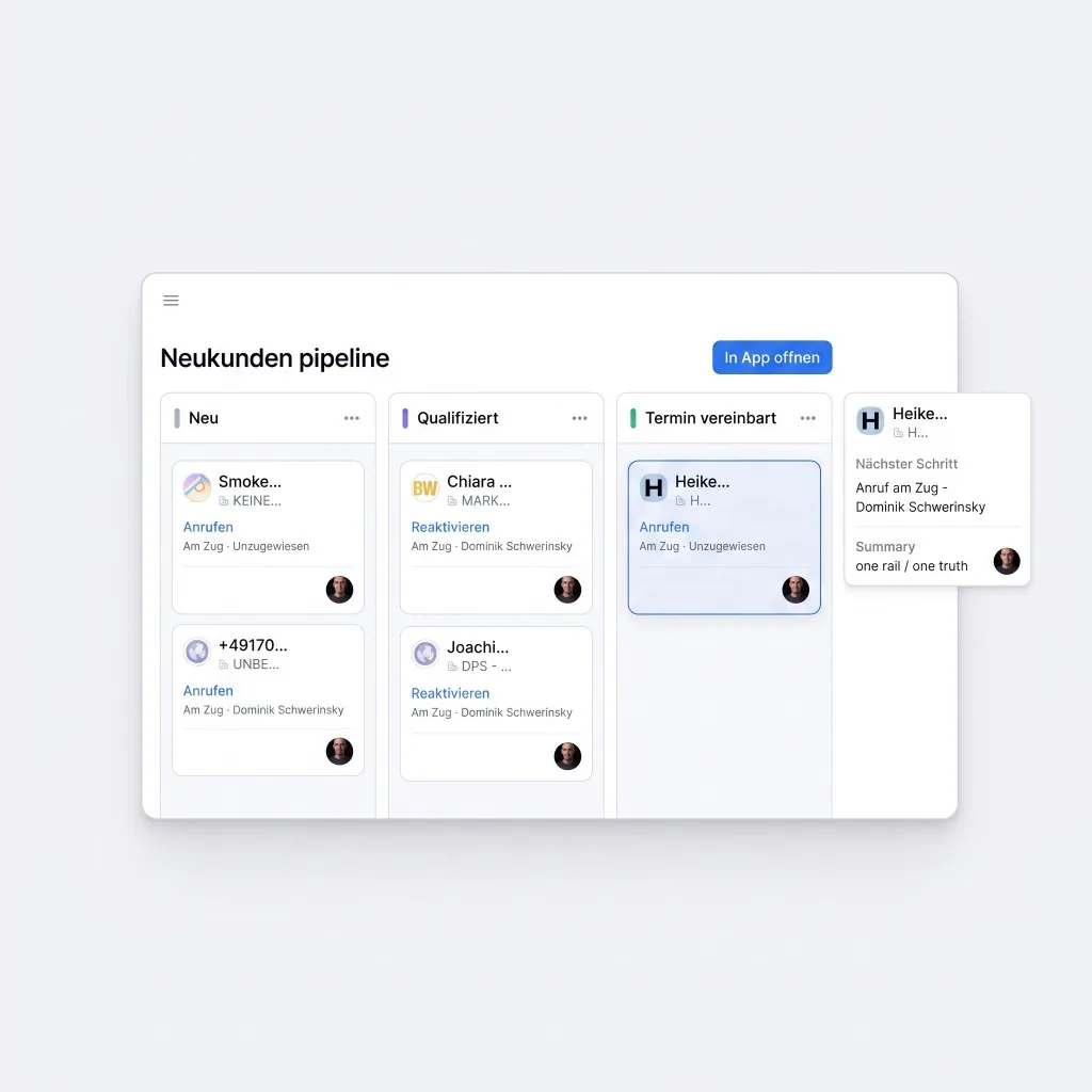 Neukunden-Pipeline mit Karten in introscale: eine Schiene für Pipeline und Kontext