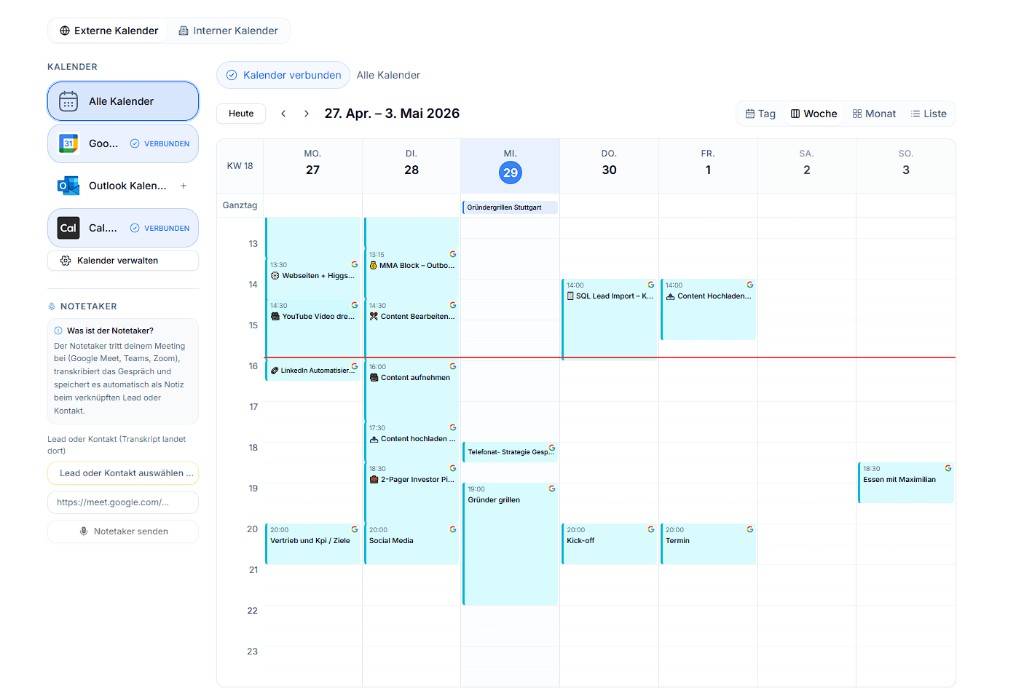 Kalender und CRM-Kontext: gebündelte Verfügbarkeit für Automation und Gespräche